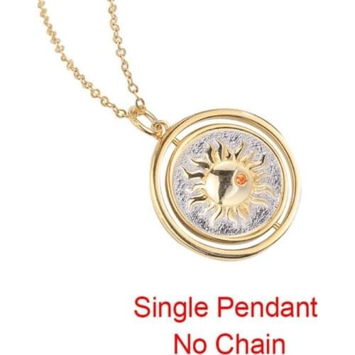 925 Moon Shape Sterling Silver Pendants And Necklace For Women Vintage Gold Geometric Colgantes Plate De Ley Pendant Jewelry