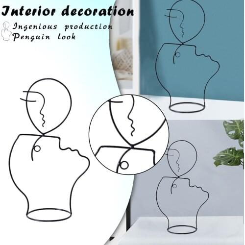 25# Minimalist Face Art Jewelry Rack Personalized Gift Metal Sculpture For Home Decoration Simple Black Lines Hanging Holder