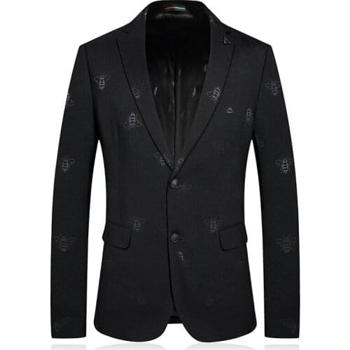 2019 new autumn and winter boutique mens casual printing large size blazer mens classic black business casual suit jacket