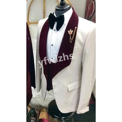 New Arrival One Button Groomsmen Shawl Lapel Groom Tuxedos Men Suits Wedding/Prom Best Blazer ( Jacket+Pants+Vest+Tie) C271