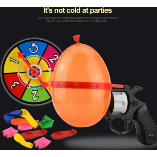 New 1 Set Childrens Turntable Balloon Gun+10 Balloon Funny Party Game Whole Person Toy Family Games Tricky Toys For Kids Gift