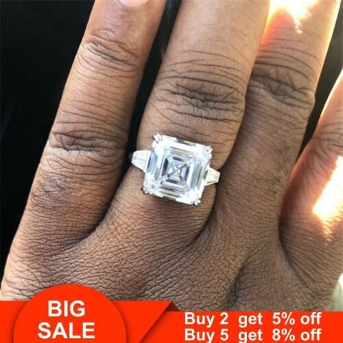 Luxury Promise ring 925 Sterling silver Asscher cut 6ct AAAAA cz stone Engagement Wedding Band Rings for women men Party Jewelry
