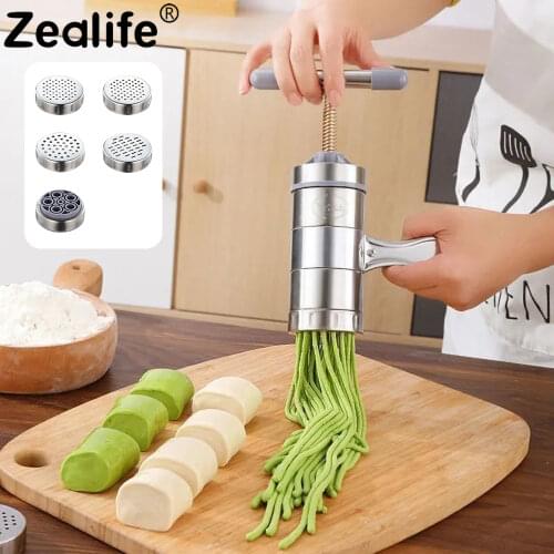 Manual Noodle Maker Stainless Steel Press Pasta Spaghetti Machine Hand Squeezing Noodles Machine Home Kitchen Tools