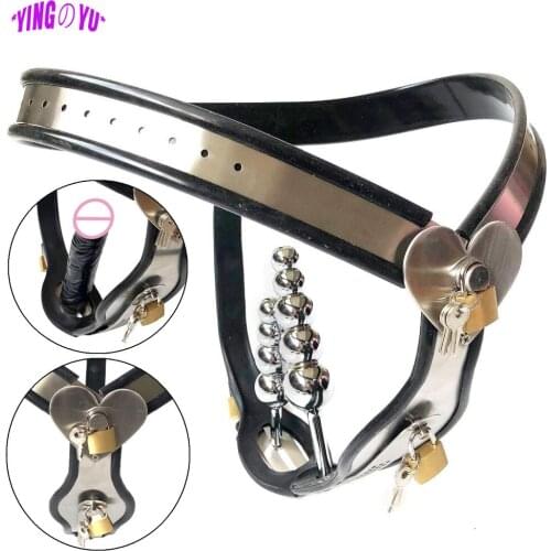 Heart Type Female Chastity Belt Panties Anal Plug Dildo BDSM Bondage Metal Chastity Lock Device Adult Product Sex Toys For Women