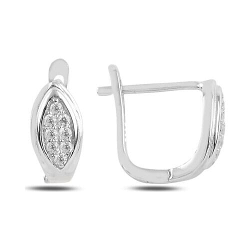 Silver 925 Sterling Zircon Cubic Zirconia J Earrings