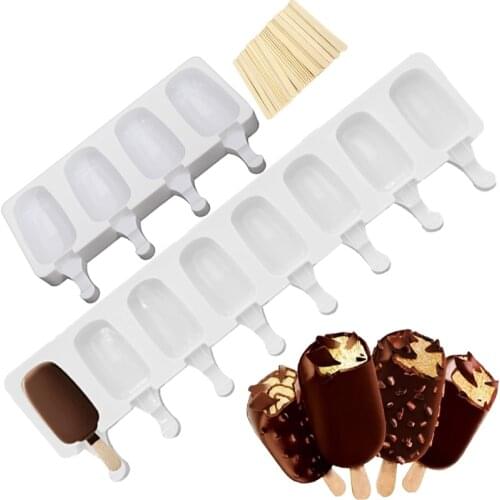 Silicone Ice Cream Mold Ice Cube Maker Tray Homemade Freezer Juice 4 Cell Big Size Molds Popsicle Barrel Maker Mould Tool