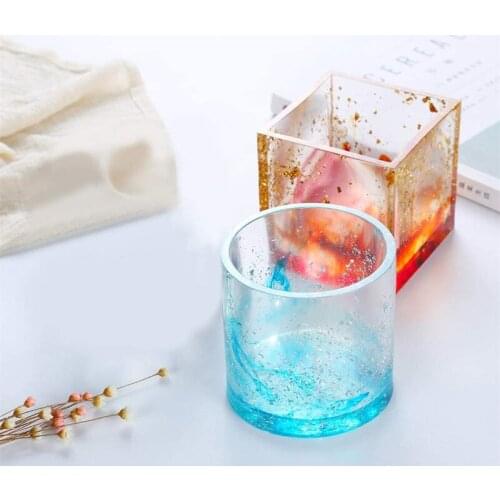 Resin Molds,Silicone Mold for Jewelry Box Storage Box Resin Casting Art Molds DIY Flower Pot Molds Pen Holder molds