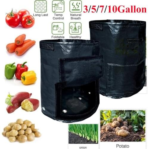 3/5/7/10 Gallon Flower Grow Bag Vegetable Pot Greenhouse Garden Tools Plant Grow Basket Bag Seedling Pot Plant Pot Potato D30