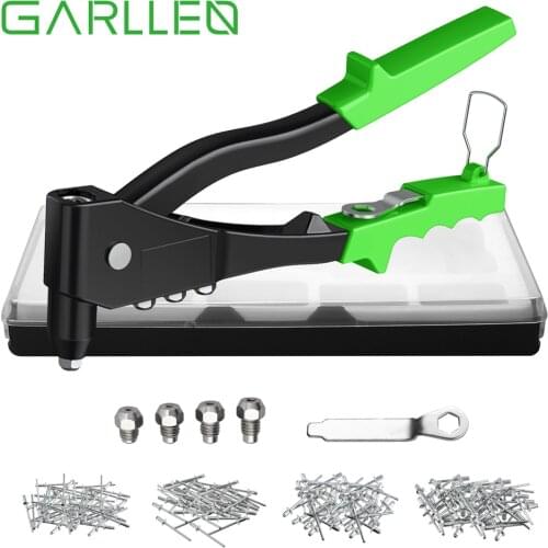 GARLLEN Heavy Duty Riveter Set with 200 Rivets Pop Rivet Gun Hand Repair Tools Riveter for Metal Wooden Riveting Fastening Tool