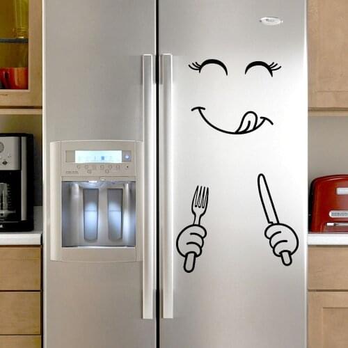 Happy Delicious Face Waterproof Wall Sticker Kitchen Fridge Art Cute Smiley Wall Stickers Refrigerator Stickers Home Decoration
