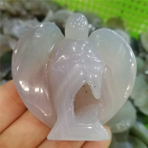 1 PC Natural Crystal Stone Agate Hole Angel Figurines Crystal geodes Home Decor Healing Meditation Rune Reiki Guardian Angel