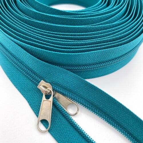 10 Meters 25 Colors Nylon Zippers Rolls with 10pcs Double-sided Zipper Slider for Sewing accessories