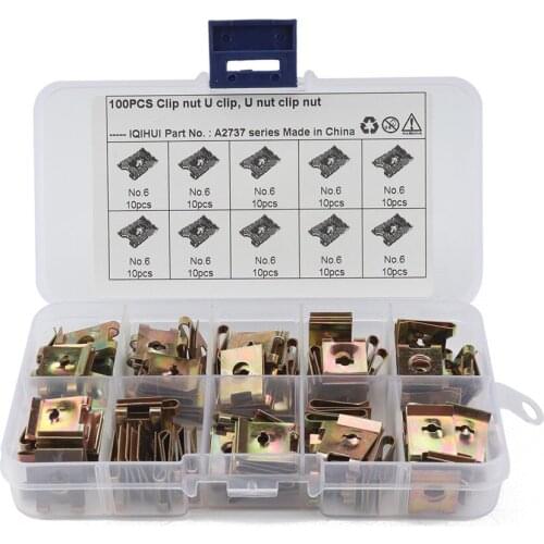 100pcs/lot Universal Motorcycle Car Fastener Screw U-shaped Clamp Pointed Fixed Clamp