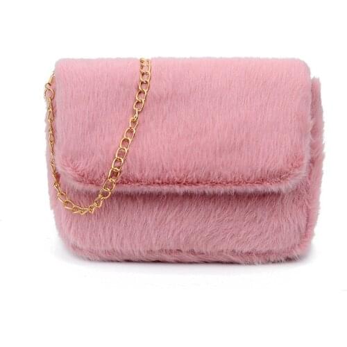 2021 Faux Fur Crossbody Bags for Women Autumn Winter Plush Purses and Handbags Female Phone Shoulder Bag Girls Wallet