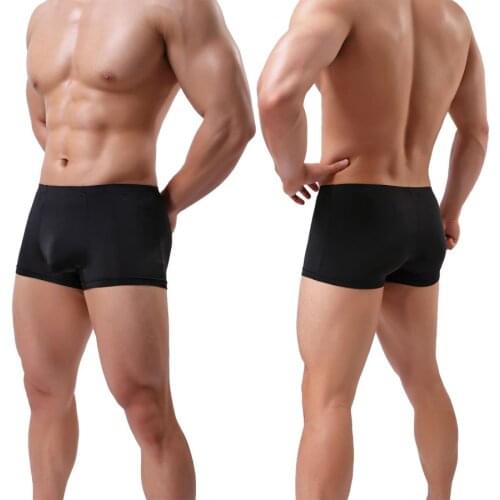 Mens Nylon Breathable Underwear Ice Silk Boxer Briefs Sexy Low Rise Trunks US Size