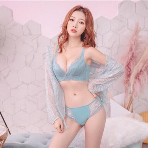 Elovegirl Bra+Panties Push Up Sexy Seamless Lace Bralette Adjusted Comfort Ladies Underwear Set Wireless Lingerie A B C Cup bh