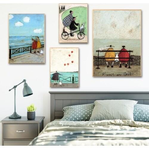 Gohipang Happy Family Abstract Love Canvas Painting Vintage Posters Prints Scandinavian Nordic Wall Art Picture For Bedroom Home