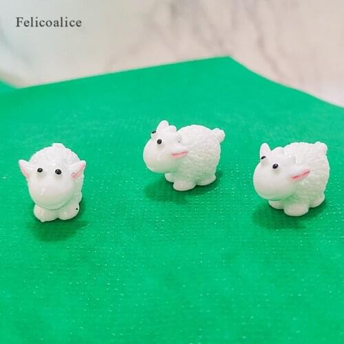 10pcs 3D Mini Cute Sheep/Goat Animals Miniature Figurine Ornaments For Home Garden Easter Decor Slime Charms