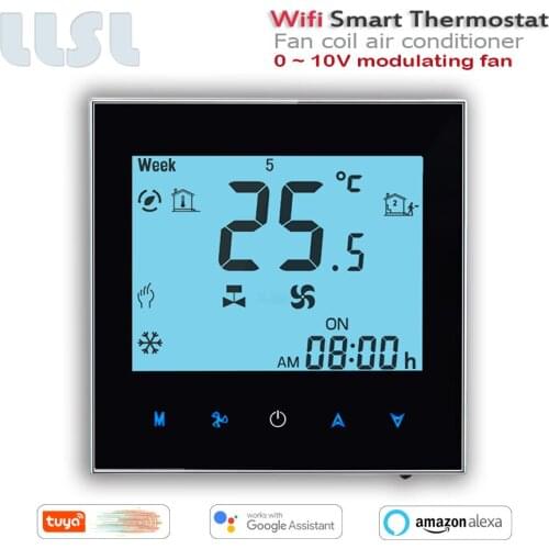 95-240VAC 0-10V modulating fan Tuya wifi thermostat Air conditioning thermostat with voice control