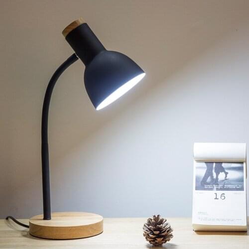 Nordic solid wood learning desk lamp led eye protection office student dormitory simple creative study bedside lamp WJ120318