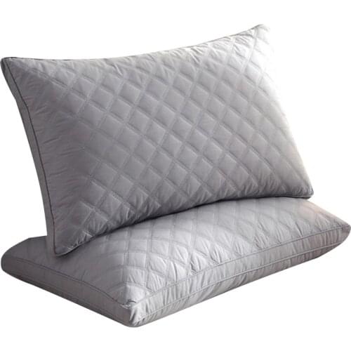 Solid Color Health Pillows For Sleeping Home Hotel Bedding Pillow Core Pure Cotton Washed Feather Velvet Cervical Neck Pillow