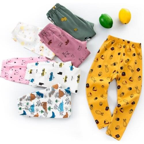 2021 Autumn Cotton Kids Pants Long Trousers Boys Girls Home Pants Cartoon Children Clothes Toddler Bottom Leggings Animal Pants