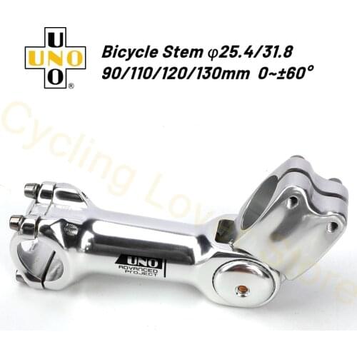 UNO Adjustable MTB Road Bike Stems 25.4mm 31.8mm Silver Bicycle Stem Aluminium Alloy Handlebar Risers