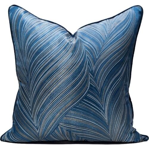 Luxury Blue Cushion Cover 45x45cm Modern Home Embroidered Throw Pillow Cover For LivingRoom Sofa Decorative Square Pillowcase