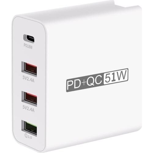 51W Multi Quick Charge 3.0 USB Charger PD USB Type C QC3.0 QC Turbo Wall Fast Phone Charger for IPhone 11 Pro Max Xiaomi