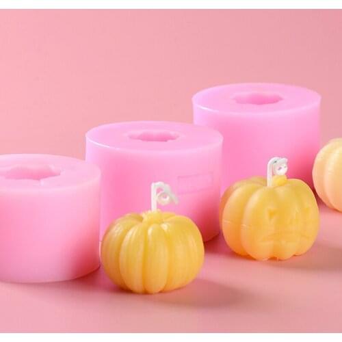 3D Candle Silicone Molds Mini Pumpkin Shape Halloween Home Decoration Tool Handmade Soap Mould