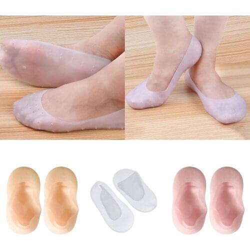 Silicone Gel Anti-Slip Socks Sole Cover Heel Dry Fissure Foot Care Protector Fashion Happy Men Boat Socks Silicone Invisible