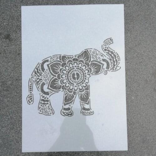 1pc Size A4 A3 A2 Elephant DIY Layering Mandala Stencils Wall Painting Scrapbook Coloring Embossing Album Decorative Template