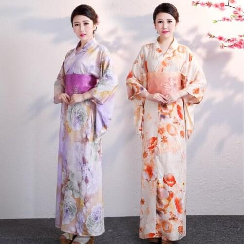 Japanese Traditional Clothing Anime Kimono long Dress Women Yukata Cosplay Costume asia ethnic gown