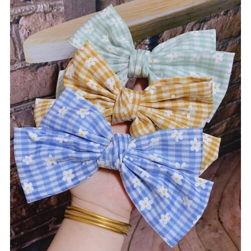 2020 Spring And Summer New Korean Style Hairpin Big Bow Print Plaid Spring Top Clip Hair Accessory