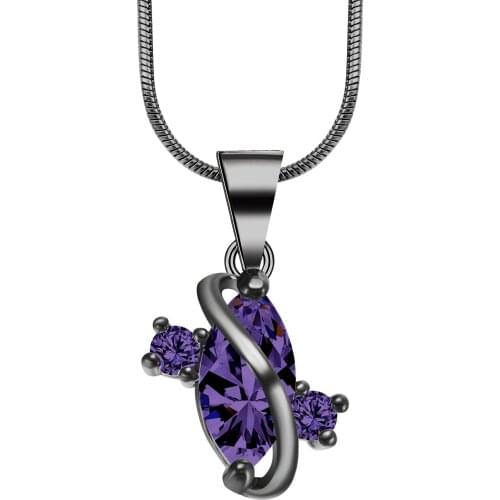 Purple Necklace women party mum love jewelry green blue white cz Pendant with silver Plated 18inch chain necklace Gift