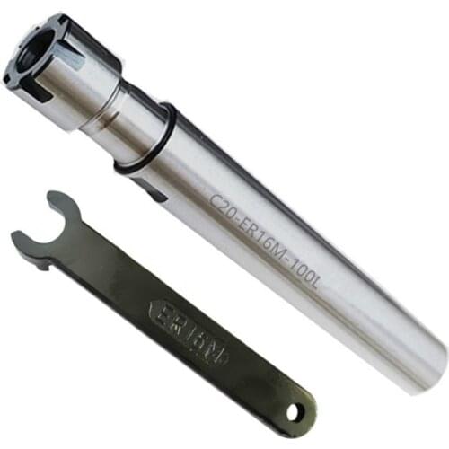 1Ps CNC Lathe Router ER16M /ER20M Straight Shank Extend 100mm-150mm-200mm Spindle Dia C20mm+1P Wrench