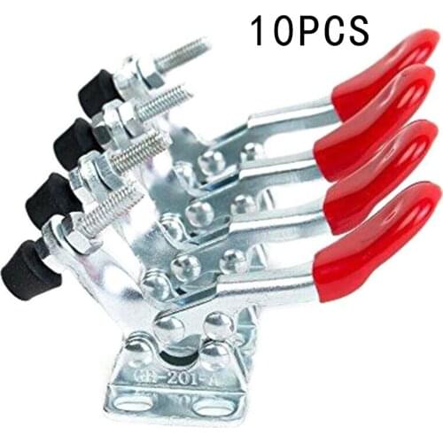 10Pcs GH-201A Toggle Clamp Quick Release Horizontal Clip Set DIY Woodworking Heavy Duty Vertical Clamps
