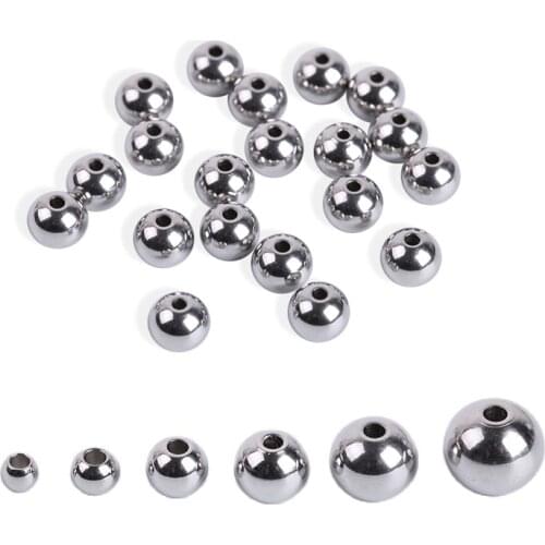 100Pcs 3-8mm Spacer Beads With holes Stainless Steel Round Seed Loose Beads For DIY Jewelry Making Supplies Findings Accessories