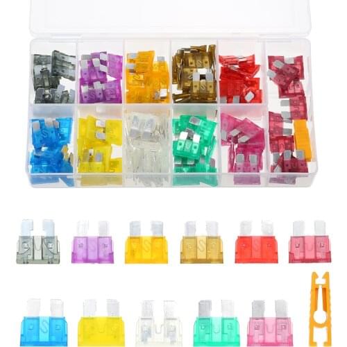 140PCS 2A-40A Automotive Standard Medium Auto Holder Car ATO Plug-in Blade Fuse Truck Secondary Size Blade Replacement Fuses Kit