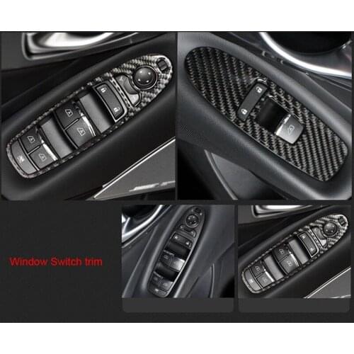 4Pcs Real Carbon Fiber LHD Door Window Switch Cover Trim for fit for Infiniti Q50