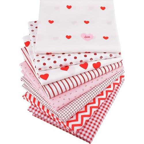 8PCS/set Red Series Cotton Patchwork Fabric DIY Sewing Crafts Garment Home Textiles Supplies Accessories