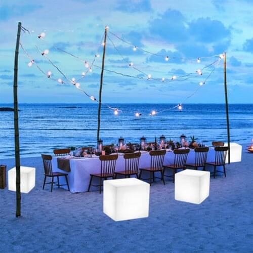 LED Rechargeable RGB Bar Stool 16 COLOR CHANGE Cube SEAT Outdoor Luminous Furniture Remote Control Gadget Home Party Decor