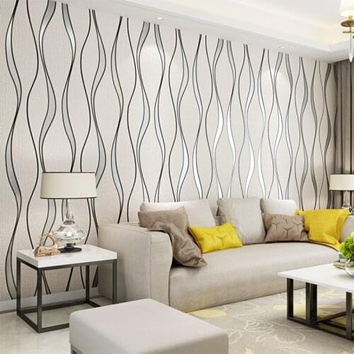 Beibehang Modern minimalist deerskin wavy stripes non-woven wallpaper living room bedroom TV background wall 3D wallpaper