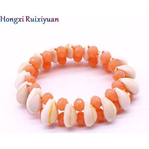 Fashion Shell Bracelet Bohemian Natural Shell Handmade Beaded Crystal Bracelet Female Charm Crystal Bead Party Jewelry Gift