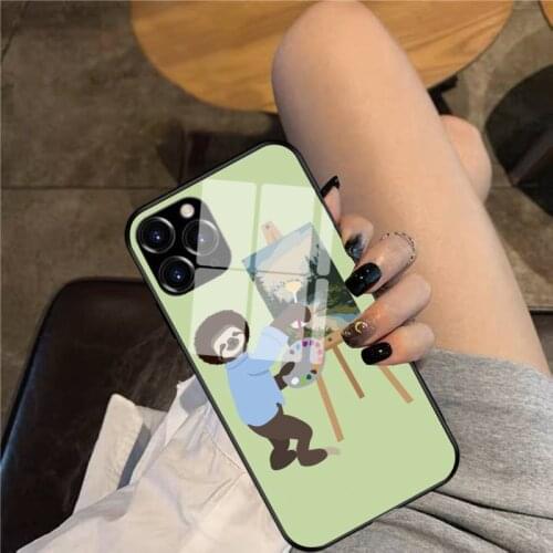 Sloth Phone Case Glass Phone Case For iphone 12 11 Pro Max XS XR X 8 7 Plus SE2 Case