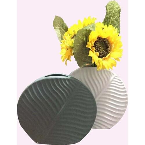 Purity nature art Ceramic vase Leaves modern Home golden Decorations living room dried flower pot living artist gift for friends