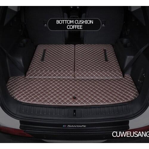 CUWEUSANGleather car trunk mat For Hyundai Santa Fe 2013-2020 5seats 6seats 7seats suv cargo liner accessories interior boot
