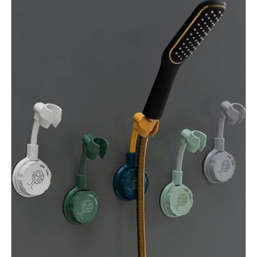 Suction Cup Shower Head Fixed Base Hook Punch Free Shower Mounting Bracket Holder Adjustable Wall Mount Bathroom Accessories