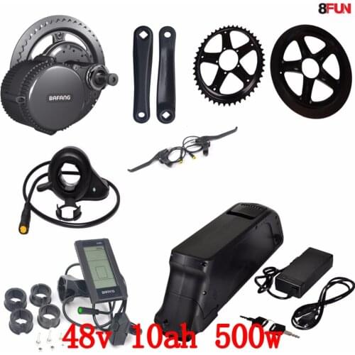 Free shipping 48V 500W BBS02B bafang mid drive electric motor kit + 48V 10AH 500W battery 48V 10AH electric bike battery