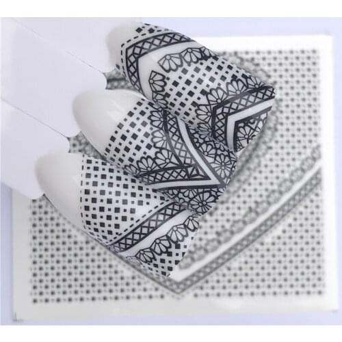 YZWLE Lace Flower Nail Sticker Decal Water Transfer White Black Tips Women Makeup Tattoos 2020 Summer New Design